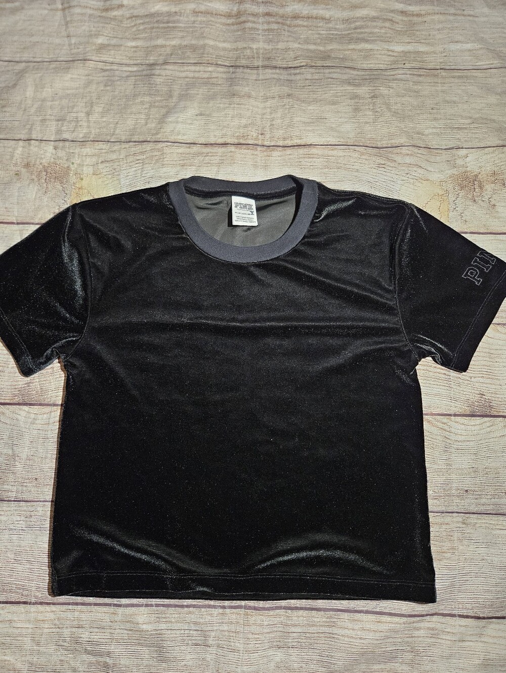 Victoria's secret PINK black velvet cropped top Tee Shirt
